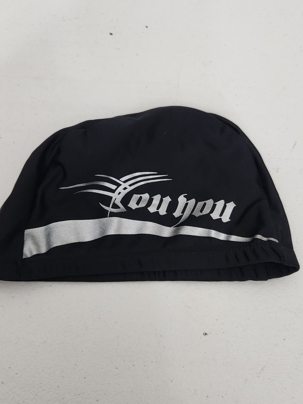 You You Black Swim Cap with Silver Accent